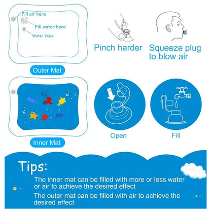 🐠 Tapis de Jeu Aquatique Gonflable pour Bébé – Éveil Sensoriel & Tummy Time Coloré