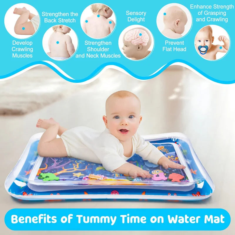 🐠 Tapis de Jeu Aquatique Gonflable pour Bébé – Éveil Sensoriel & Tummy Time Coloré