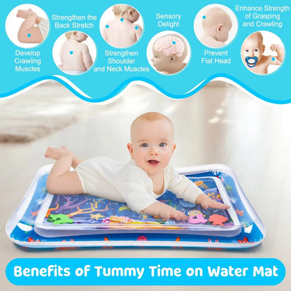 🐠 Tapis de Jeu Aquatique Gonflable pour Bébé – Éveil Sensoriel & Tummy Time Coloré