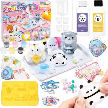 🎨 Kit DIY Squishy Animaux – Fabrique Tes Propres Squishies en Silicone | Jouet Créatif Enfant & Adulte