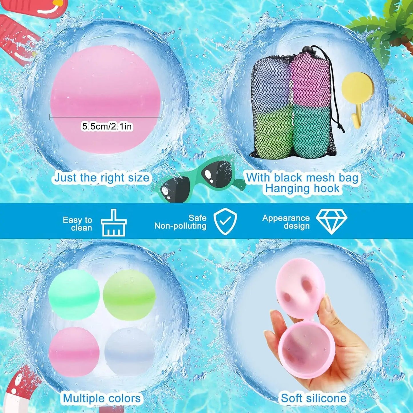 Ballons d'eau réutilisables en silicone 🎈💦 – L'été, c'est fait pour s'éclater !