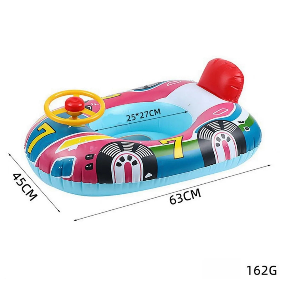 MiniMousse™ – Bateau gonflable enfant 64 cm avec poignées, idéal pour piscine, plage et vacances d’été
