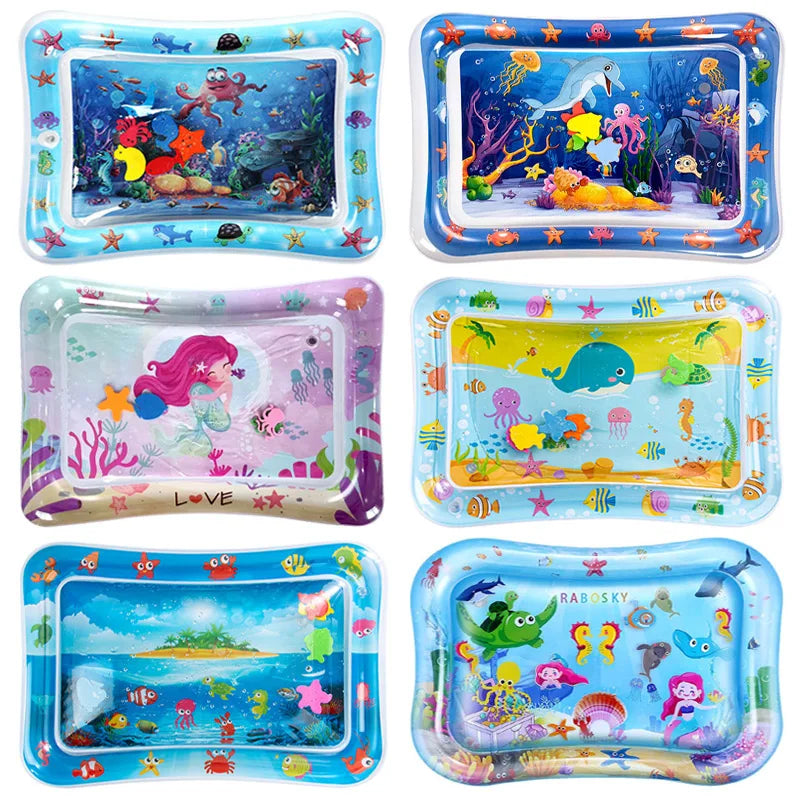 🐠 Tapis de Jeu Aquatique Gonflable pour Bébé – Éveil Sensoriel & Tummy Time Coloré