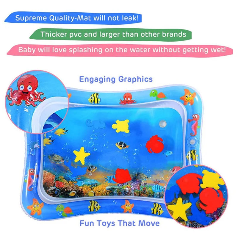 🐠 Tapis de Jeu Aquatique Gonflable pour Bébé – Éveil Sensoriel & Tummy Time Coloré