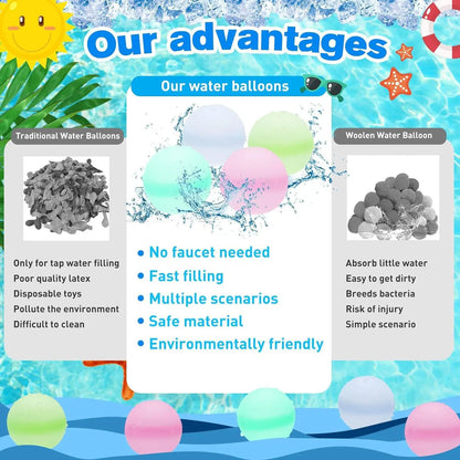 Ballons d'eau réutilisables en silicone 🎈💦 – L'été, c'est fait pour s'éclater !