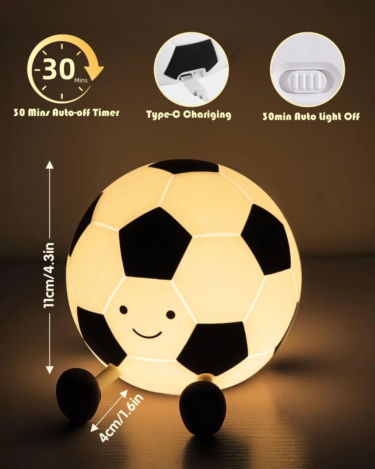 🌙⚽ La Veilleuse Foot des Champions – Comme Messi & Ronaldo, elle brille dans le noir !