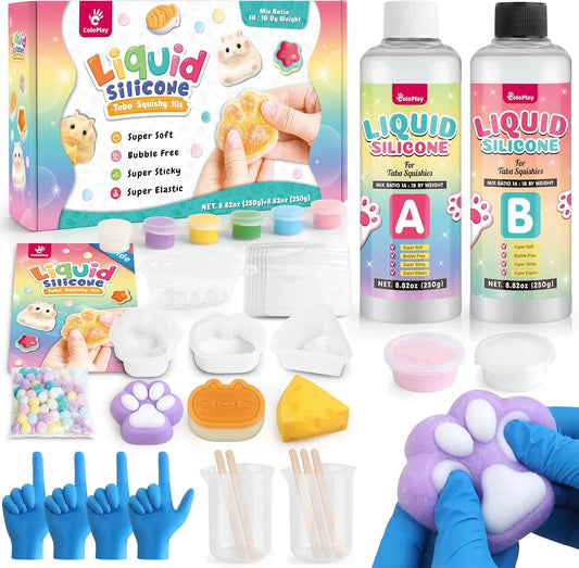 🎨 Kit Squishy Taba 18oz – Crée tes propres Squishies ! Silicone, Moules & Guide Inclus - Bébé Calinou