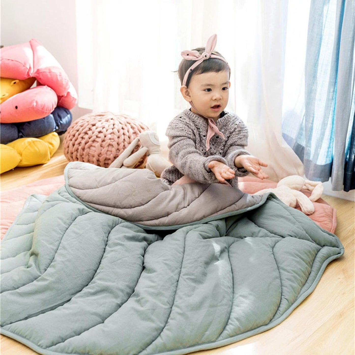 TAPIS D'ÉVEIL BÉBÉ MONTESSORI | La feuille verte - Bébé Calinou