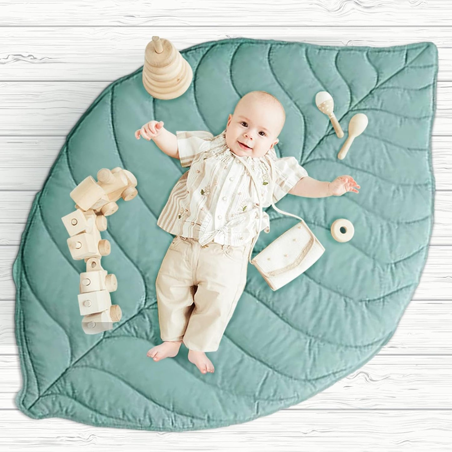 TAPIS D'ÉVEIL BÉBÉ MONTESSORI | La feuille verte - Bébé Calinou